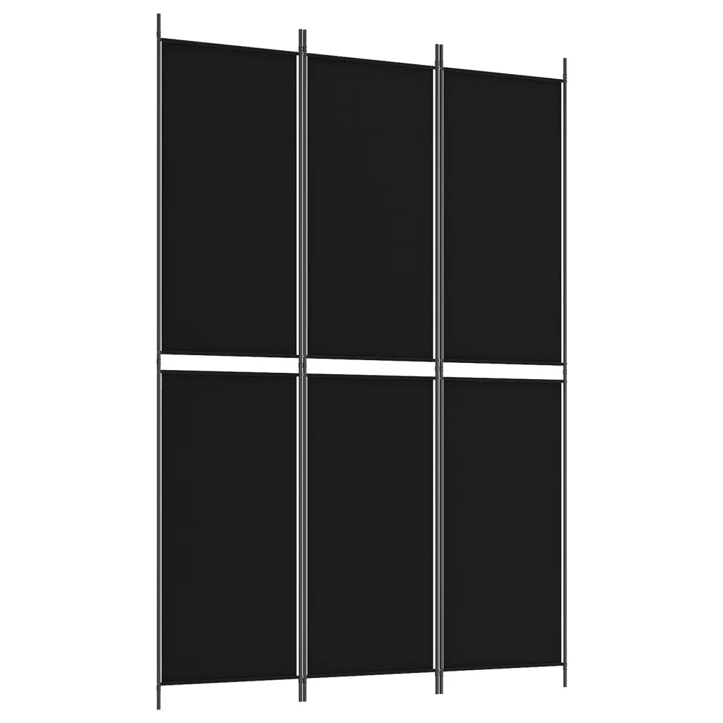 Divisorio a 3 Pannelli Nero 150x220 cm in Tessuto