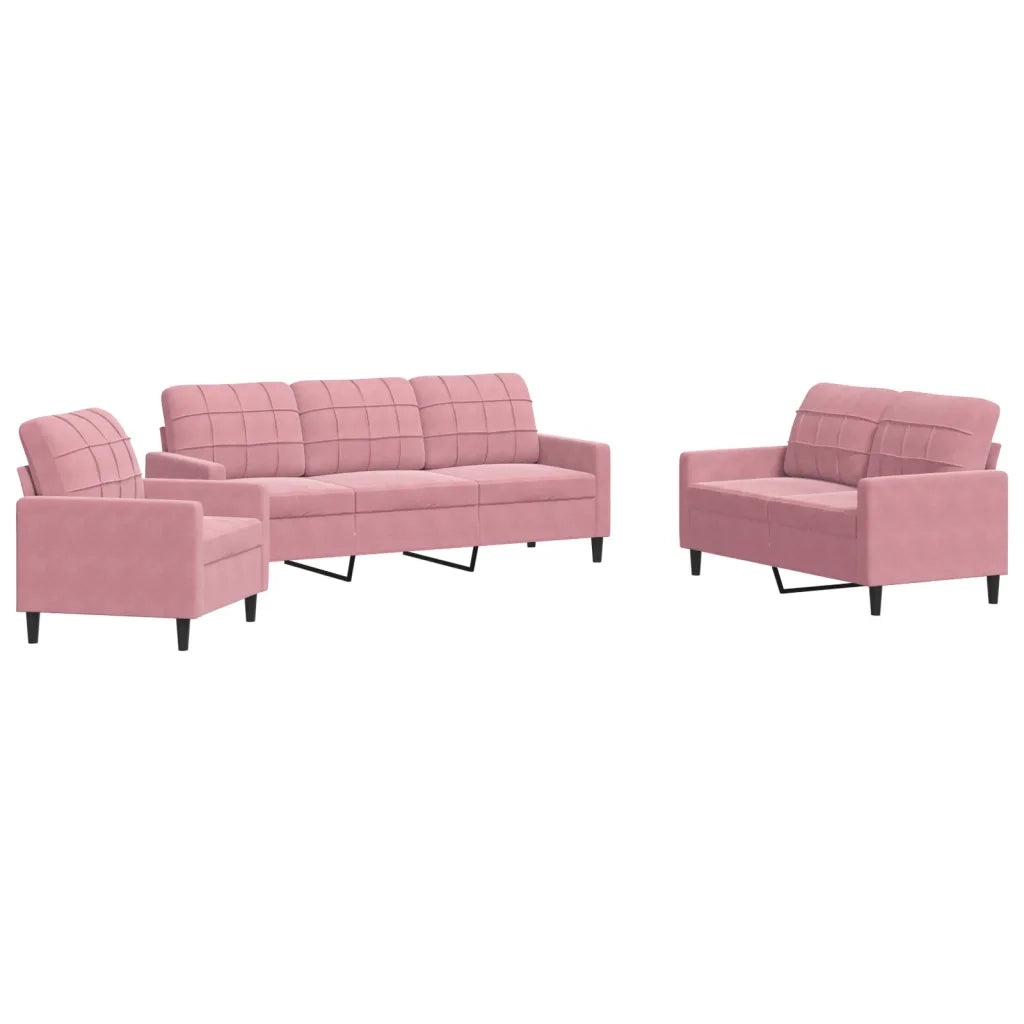 Set di Divani 3 pz con Cuscini rosa in Velluto 3278354
