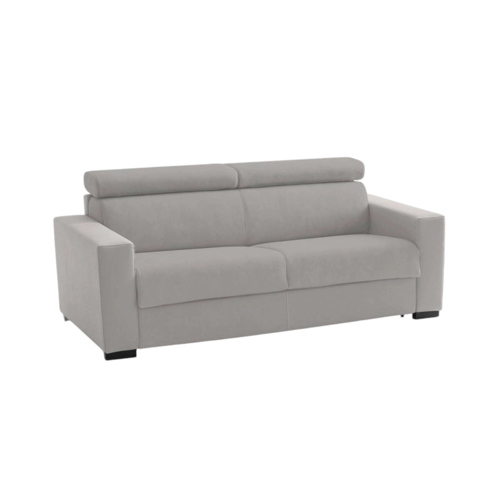 Divano fisso Aggius, Divano a 2 posti Large, Made in Italy, SofÒ  Soggiorno, in tessuto imbottito, con poggiatesta regolabili e Braccioli slim, cm 200x95h85, Grigio