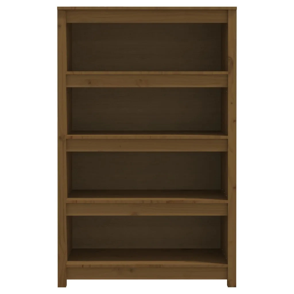 Libreria-Scaffale per Libri-Mobile di Stoccaggio Marrone ambra 80x35x126 cm in Legno Massello di Pino