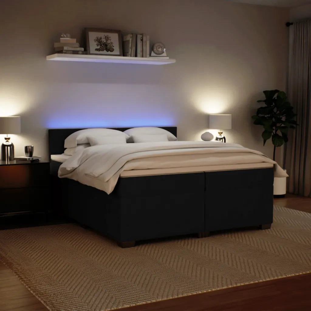 Giroletto a Molle con Materasso Nero 200x200 cm in Velluto 3288704