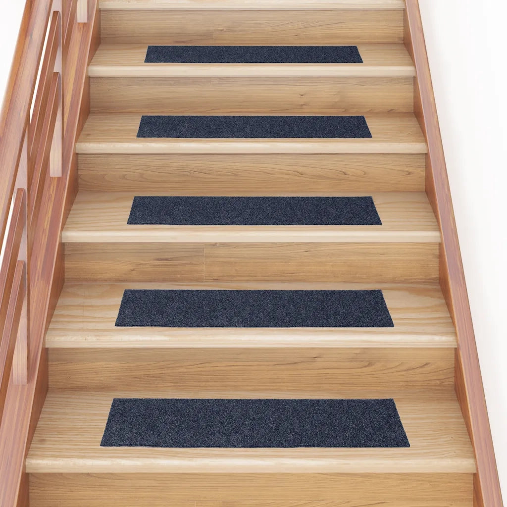 Tappetini per scale autoadesivi 30 pz | Gradini per Scale 76x20 cm Grigio Blu Rettangolari