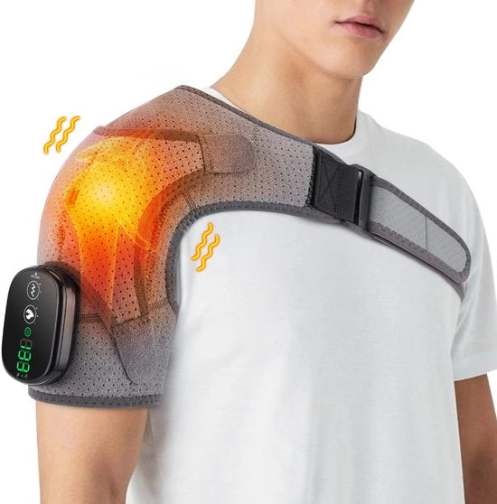 Dekeni elettrici - Cuscino termico per le spalle - Matrimonio termico per massaggi alle spalle - Cinture riscaldanti per le spalle - Massaggiatore per le spalle sinistra e destra - Cuscino di riscaldamento per le spalle - 3 livelli di temperatura - Grigio