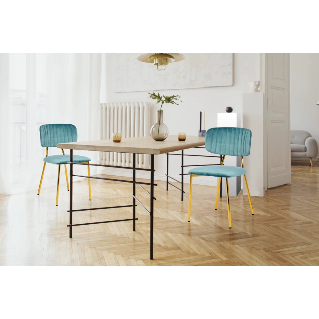 Set di 2 sedie Giselle in velluto menta e metallo dorato