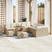Set Divano da Giardino con cuscino 13 pcs Beige Poly Rattan