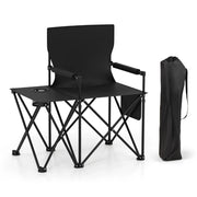 Set di 2 sedie da campeggio pieghevoli con tavolo integrato portabicchieri braccioli imbottiti design Oxford nero 20_0012414