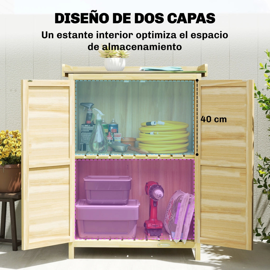Casetta da Giardino in Legno con Tetto in Metallo ¨C Minimal ¨C 71.5x39x95 cm