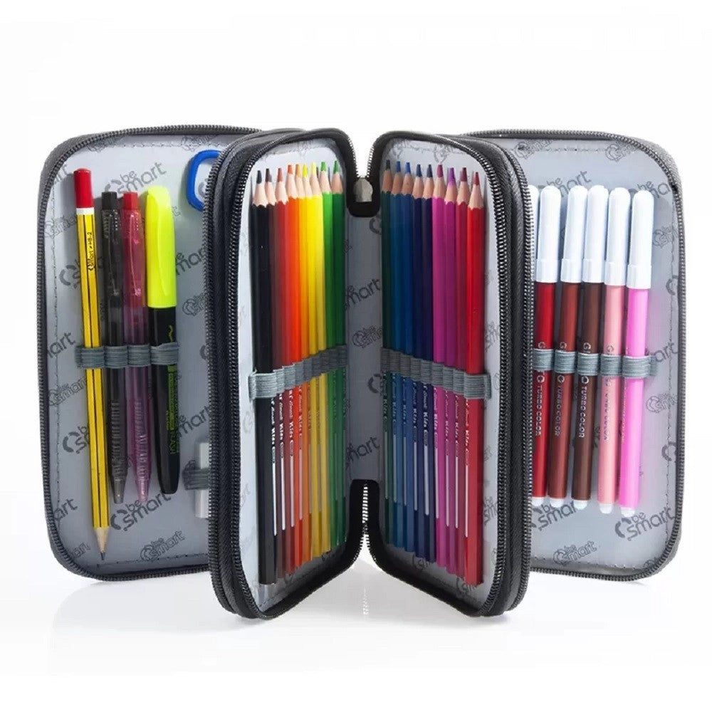 Trade Shop - Astuccio Portapastelli Triplo York Jeans Be Smart Portapenne Accessori Scuola -