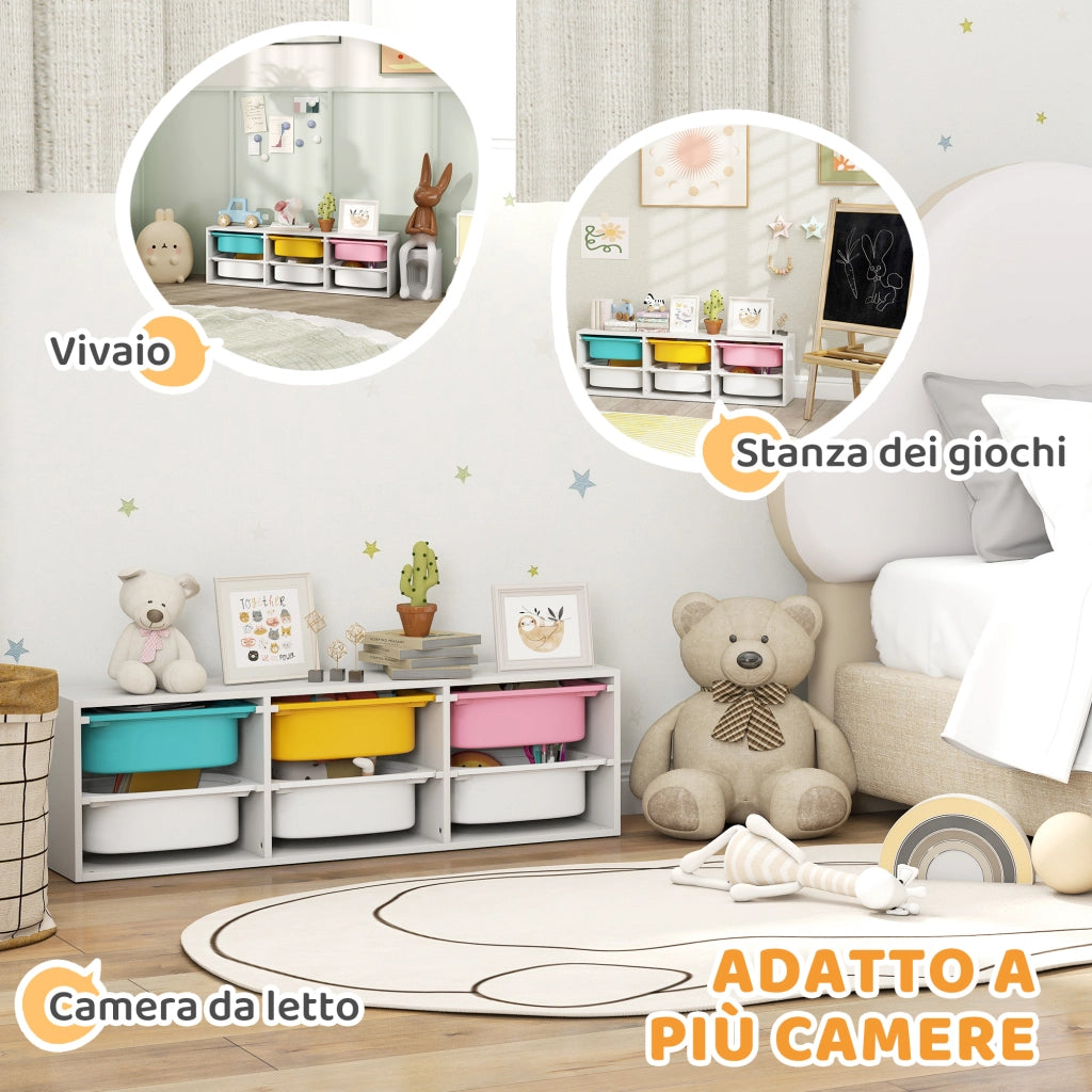 Libreria per Bambini con 6 Contenitori ¨C zephmum ¨C Legno, Multicolore, 80x30x40 cm