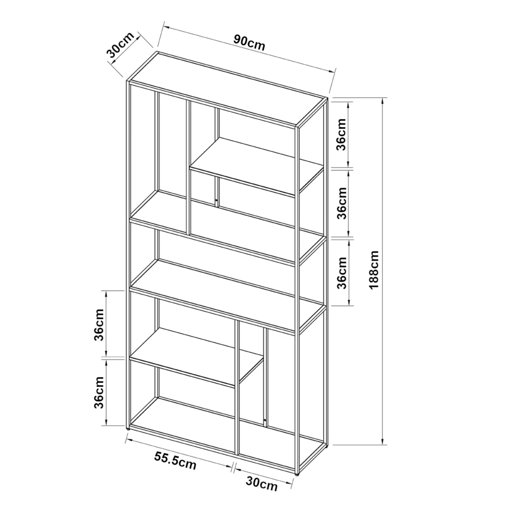 Scaffale dal design senza tempo per soggiorno/camera da letto mobile contenitore indipendente 188 x 90 x 30 cm acciaio bianco 03_0011156