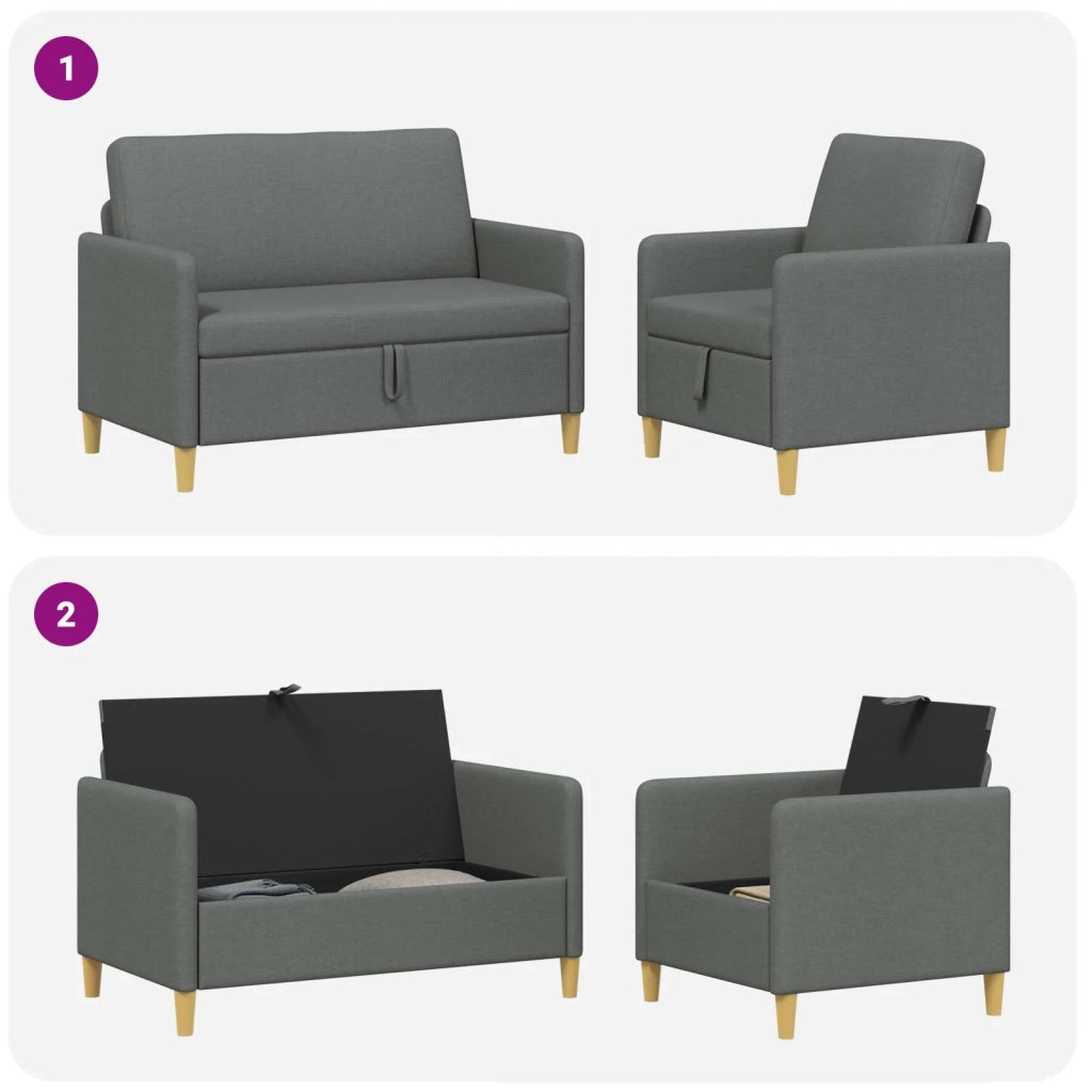 Set di Divani con Storage 2 pcs Grigio Scuro Poliestere 3429149