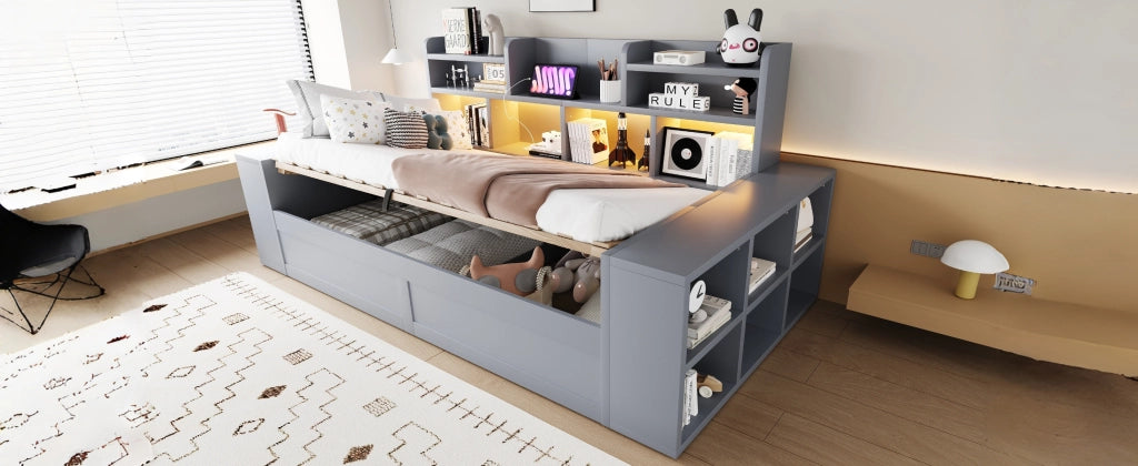 divano letto multifunzione mdf grigio 230 x 110 cm