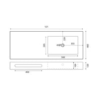 Lavabo beige 121x46 cm linea emotion serie sharp 3