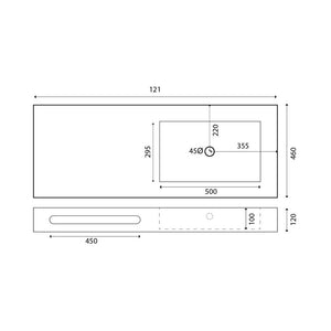 Lavabo beige 121x46 cm linea emotion serie sharp 3