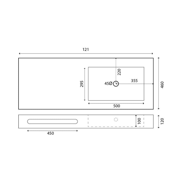 Lavabo beige 121x46 cm linea emotion serie sharp 3