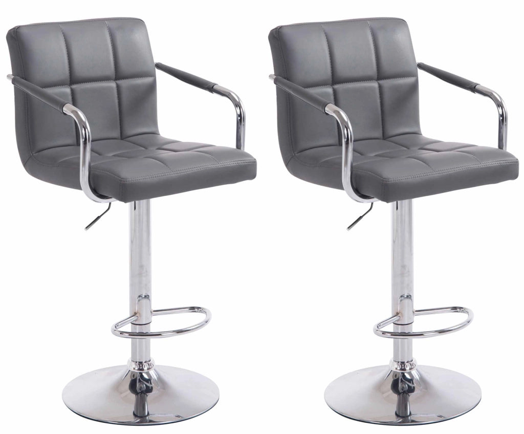 Set 2 sgabelli design Lucy V2 in similpelle grigio,cromo