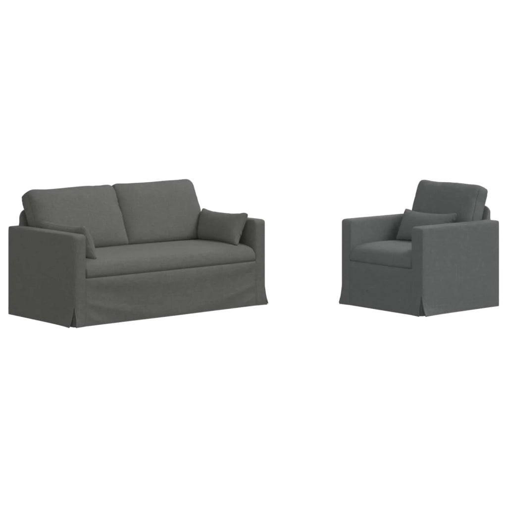 Set di divani 2 pcs Grigio scuro 158 x 78 x 80 cm Tessuto