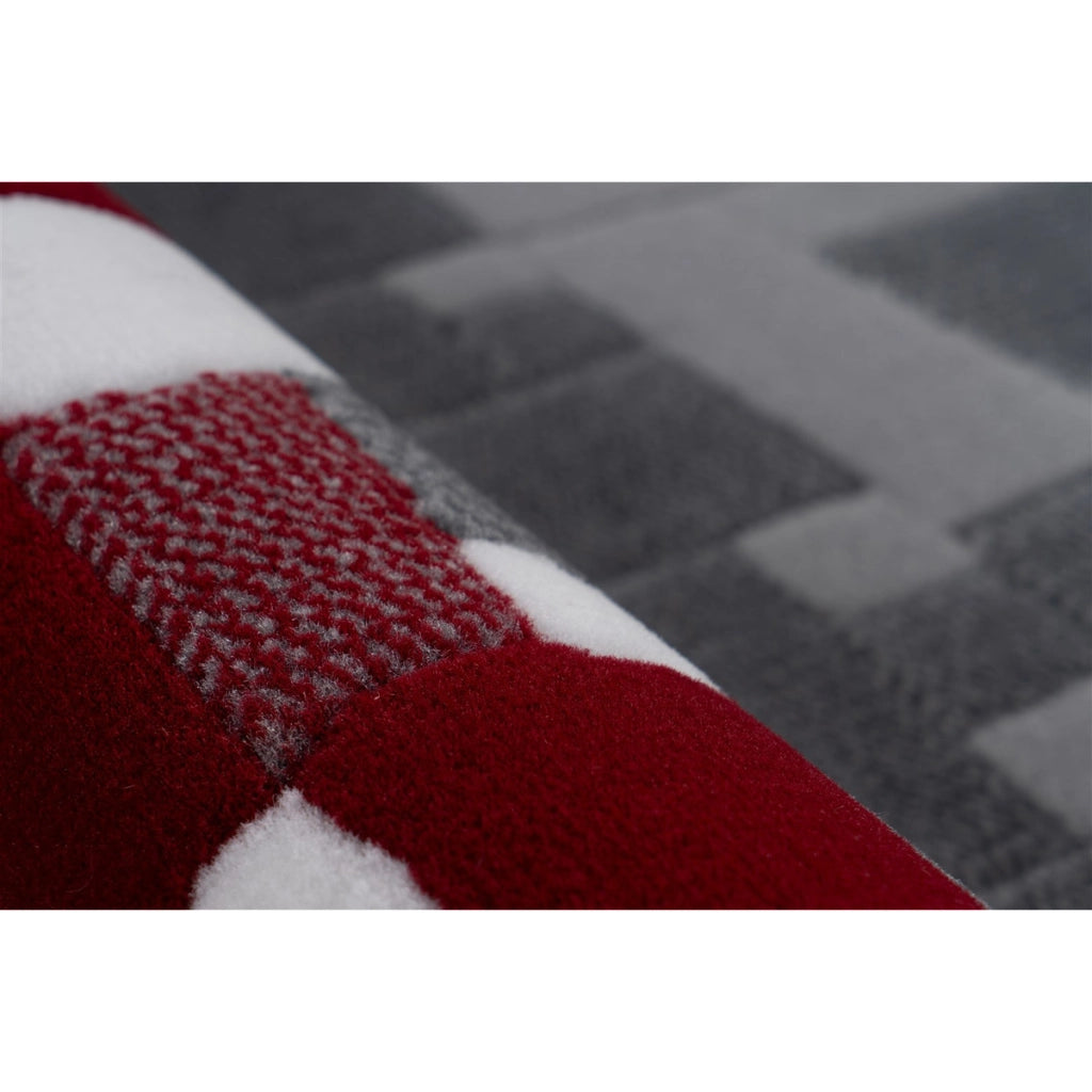 Tappeto moderno Vancouver 200 con motivo geometrico rosso e grigio