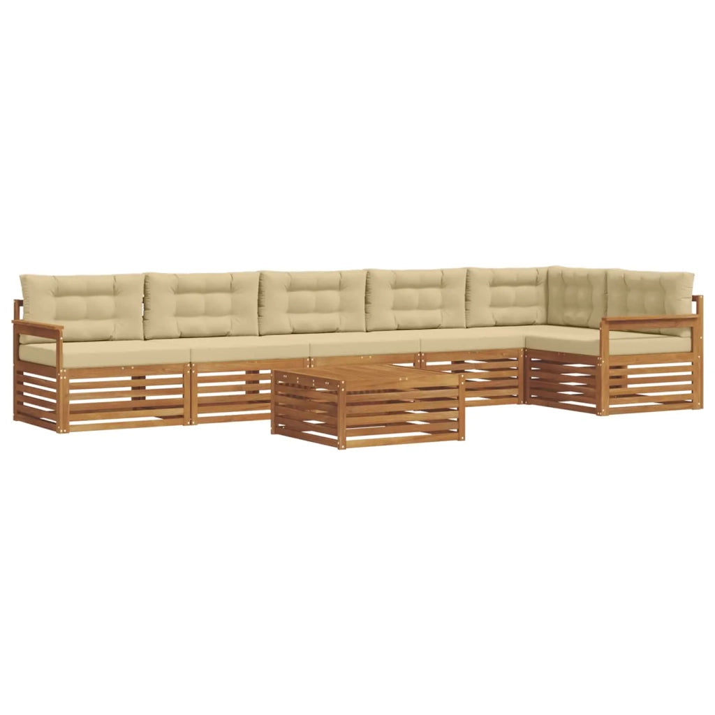 Set di divani da esterno con cuscino 7 pcs Naturale e Beige