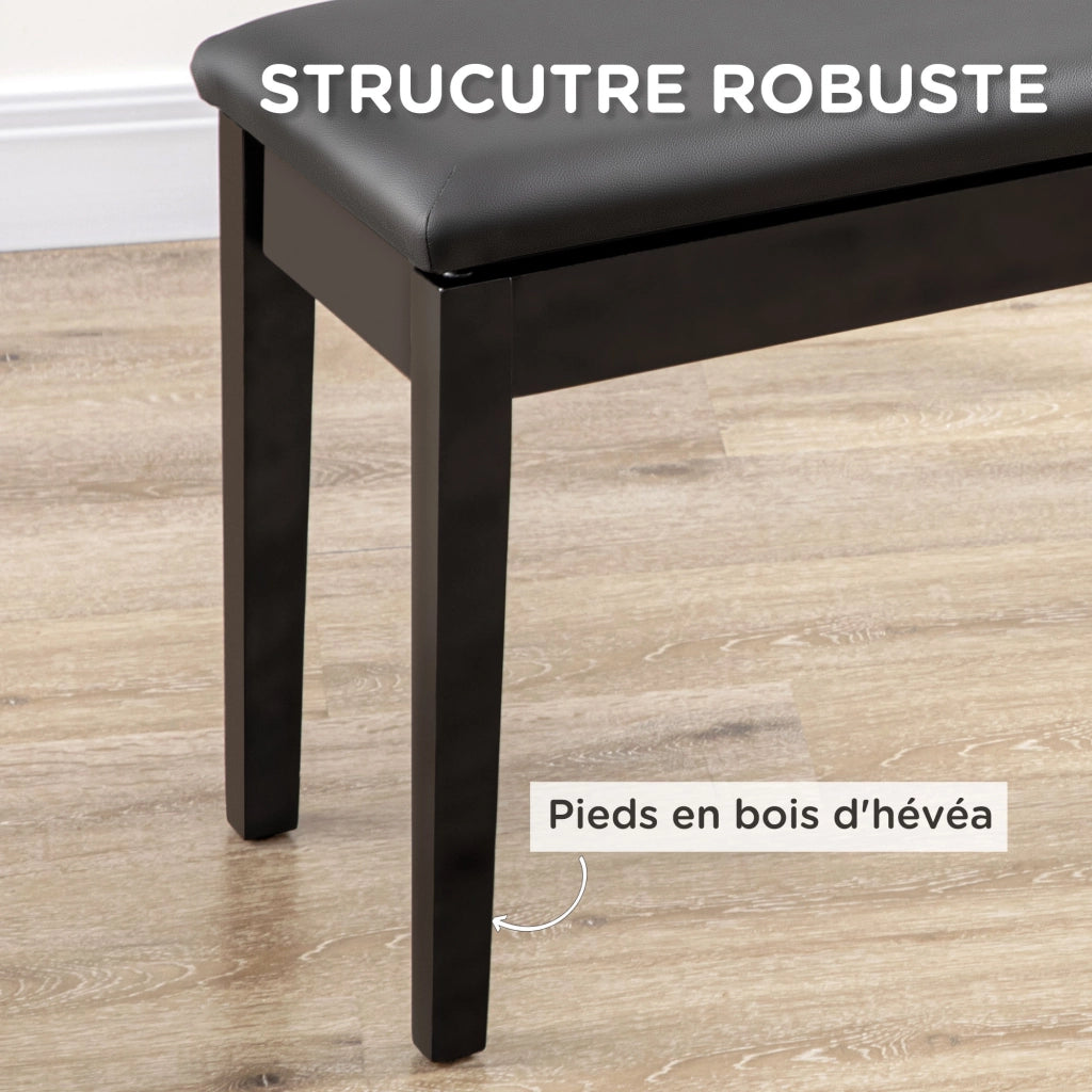 Panca da piano con seduta imbottita ¨C Minimal ¨C 75x35x49, nero, massello