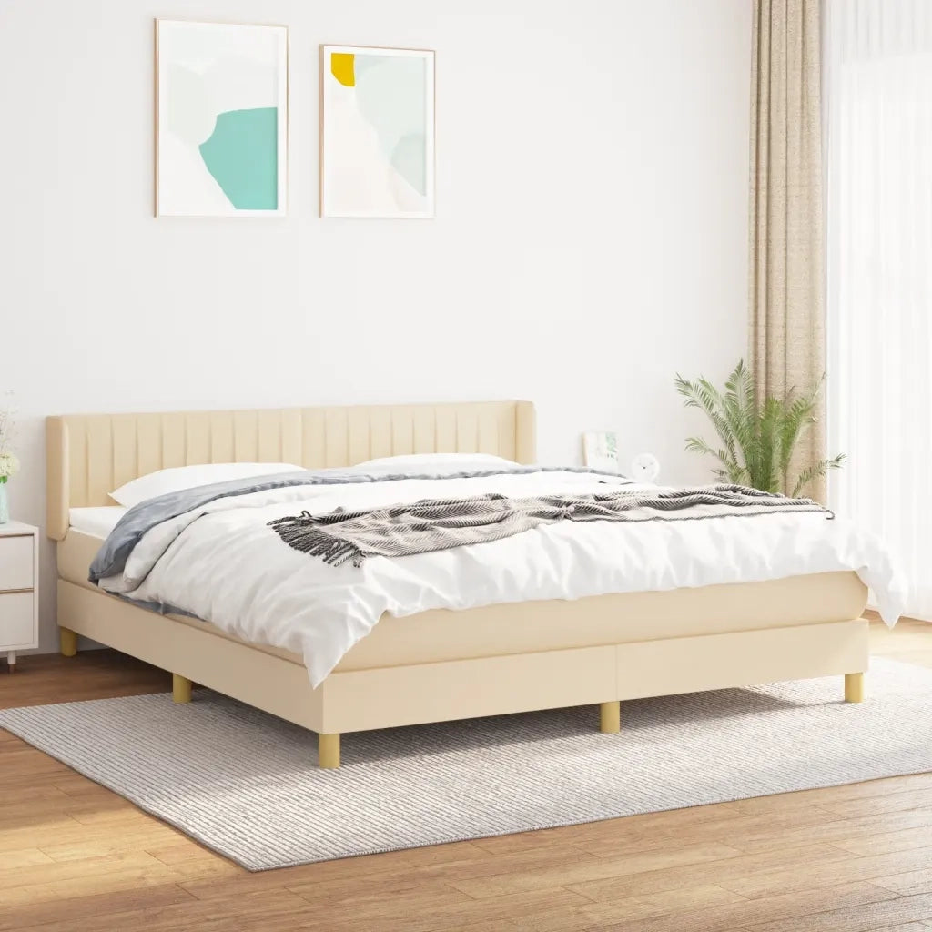 Giroletto a Molle con Materasso Crema 180x200 cm in Tessuto 3130454