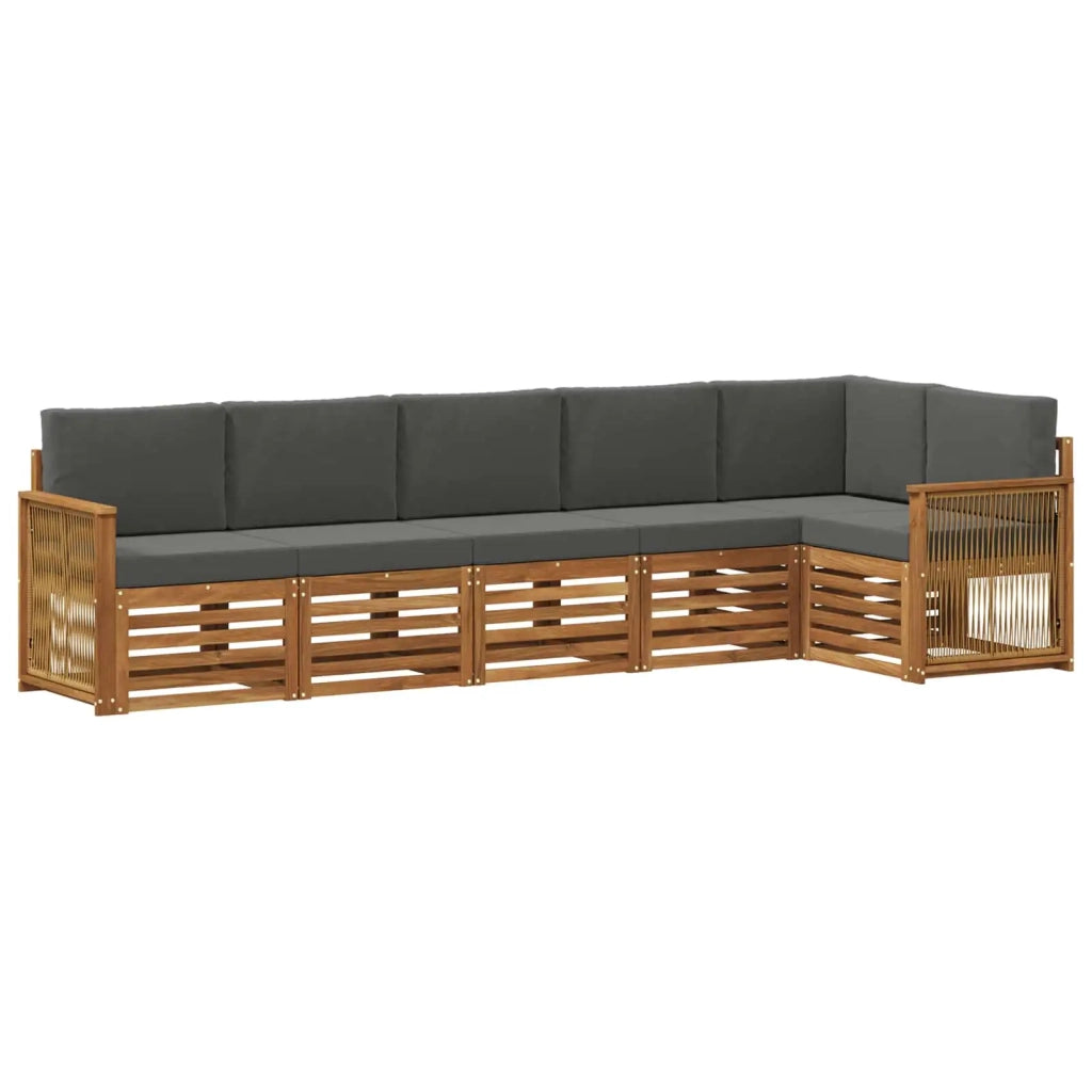 Set divano sezionale con cuscino 5 pcs Naturale e Antracite
