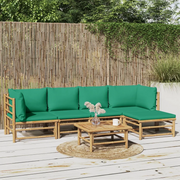 Set Salotto da Giardino 6pz con Cuscini Verdi BambÃ¹cod mxl 76343