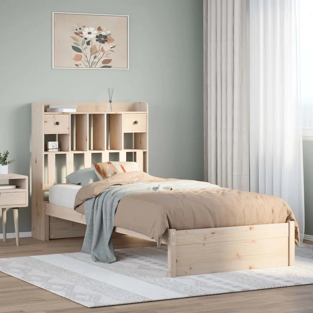 vidaXL Giroletto con Libreria senza Materasso 75x190 cm in Legno Pino