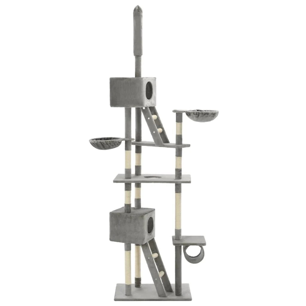 Tiragraffi albero per gatti cuccia per gatti giocattolo peluche sisal 230-260 cm grigio 3702211