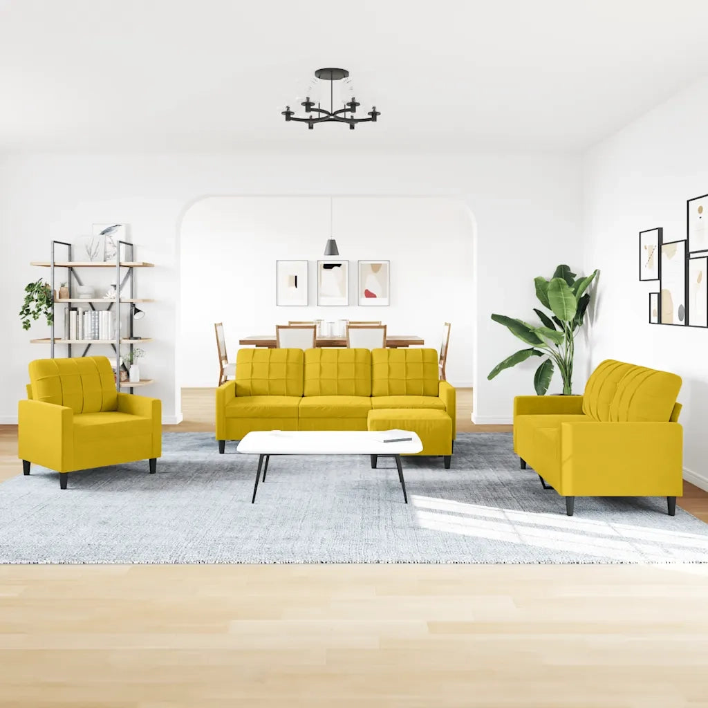 Set di Divani 4 pz con Cuscini giallo in Velluto 3278367