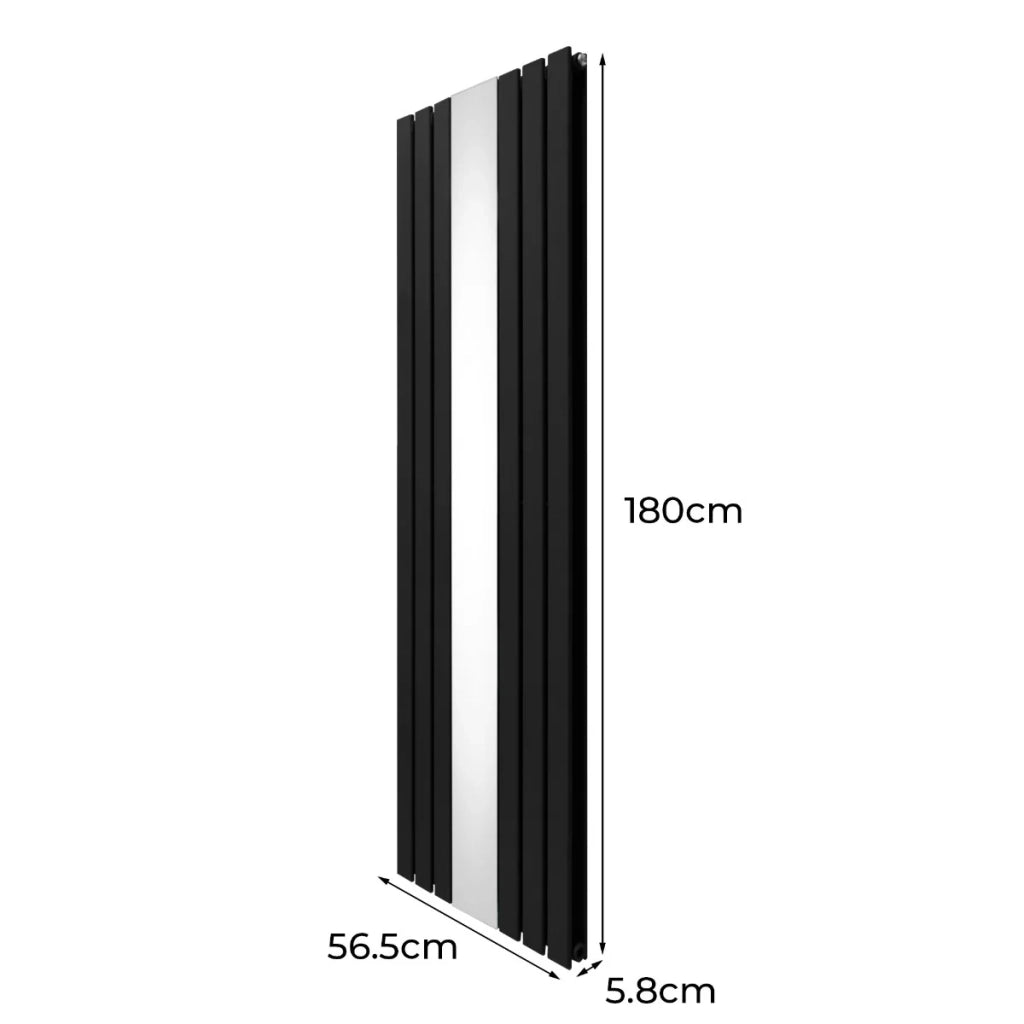 Radiatore a Specchio a Doppia Colonna Verticale Nero 1800mm x 565mm