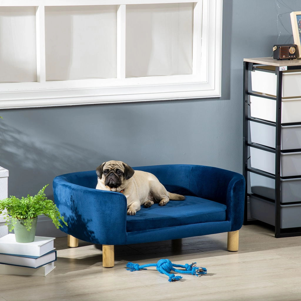 CUCCIA PER CANI DA INTERNI, DIVANO PER GATTI O CANI DI TAGLIA PICCOLA E MEDIA MAX 10 KG IN VELLUTO BLU