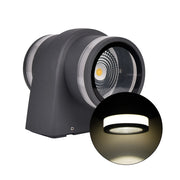 APPLIQUE LED DA PARETE 2x7W GRIGIO CON DOPPIA EMISSIONE A LUCE NATURALE - DESIGN CILINDRICO E ALTA EFFICIENZA ENERGETICA PER ESTERNI