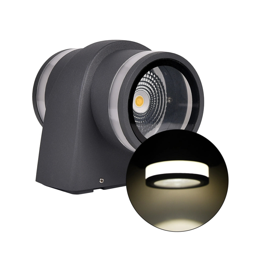 APPLIQUE LED DA PARETE 2x7W GRIGIO CON DOPPIA EMISSIONE A LUCE NATURALE - DESIGN CILINDRICO E ALTA EFFICIENZA ENERGETICA PER ESTERNI