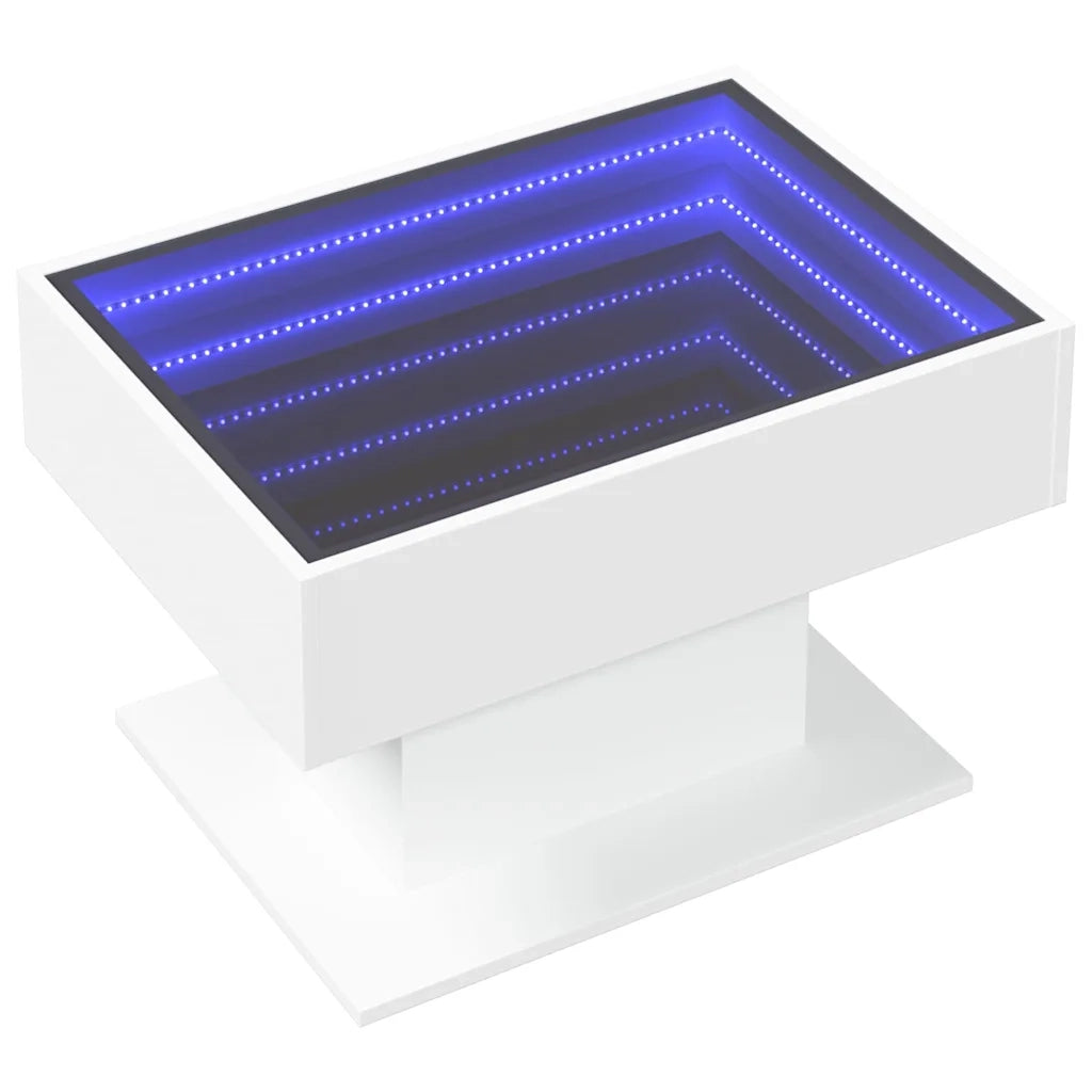 Tavolino salotto | Tavolino da caff¨¨ | Tavolino da Soggiorno con LED Bianco 70x50x45 cm Legno Multistrato