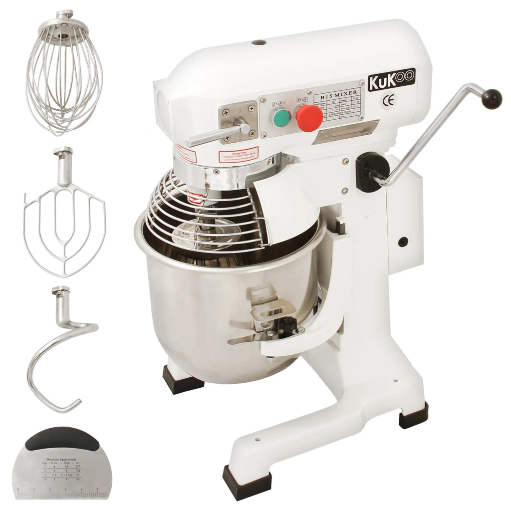 Robot da Cucina Multifunzione 15 Litri con Uncino a Spirale, Frusta e Sbattitore