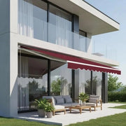 Luifel per balcone con maniglia zonterreno con braccio a ingranaggi dimensioni 400 x 250 cm colore vino