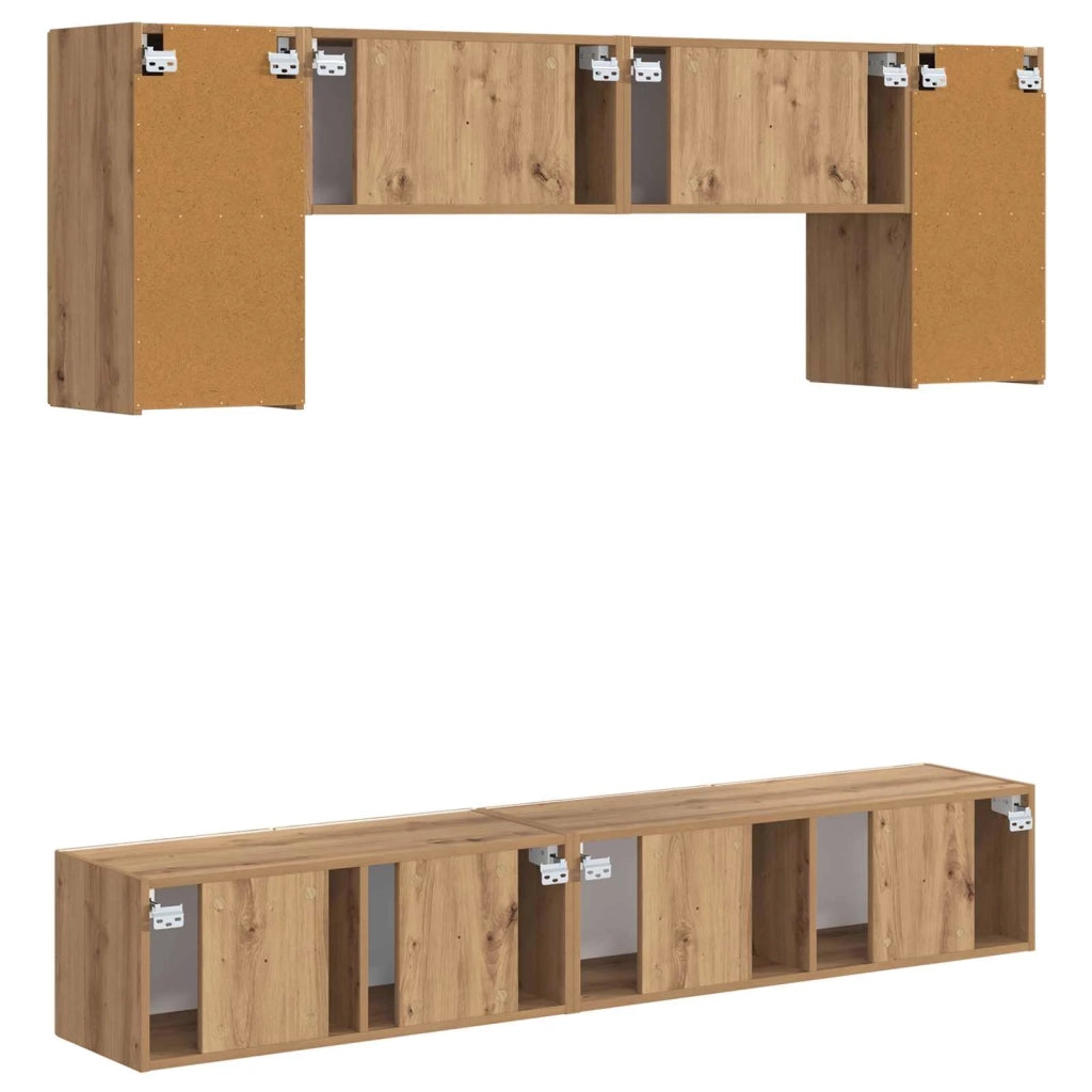 Set mobile TV 4 pcs Bianco Lucido Legno multistrato