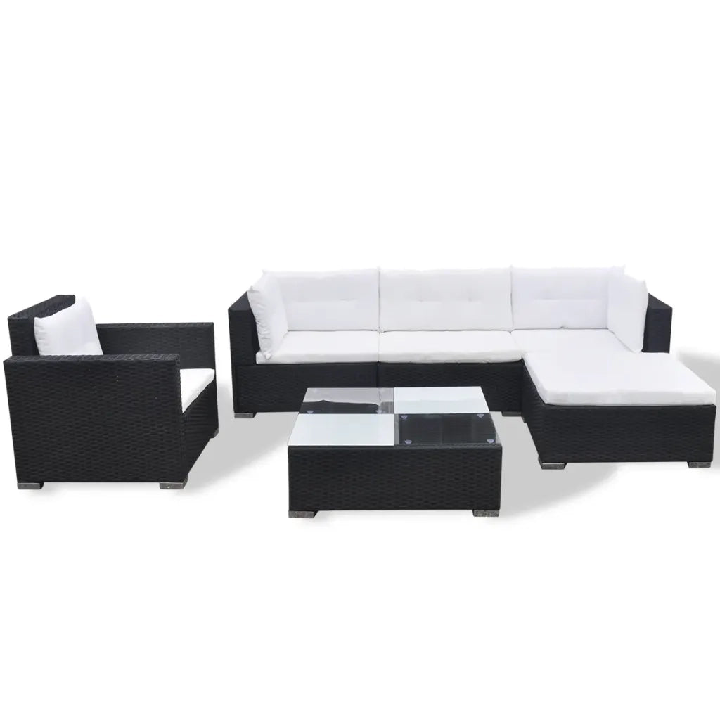 Set Divani da Giardino 6 pz con Cuscini in Polyrattan Nero cod mxl 59649