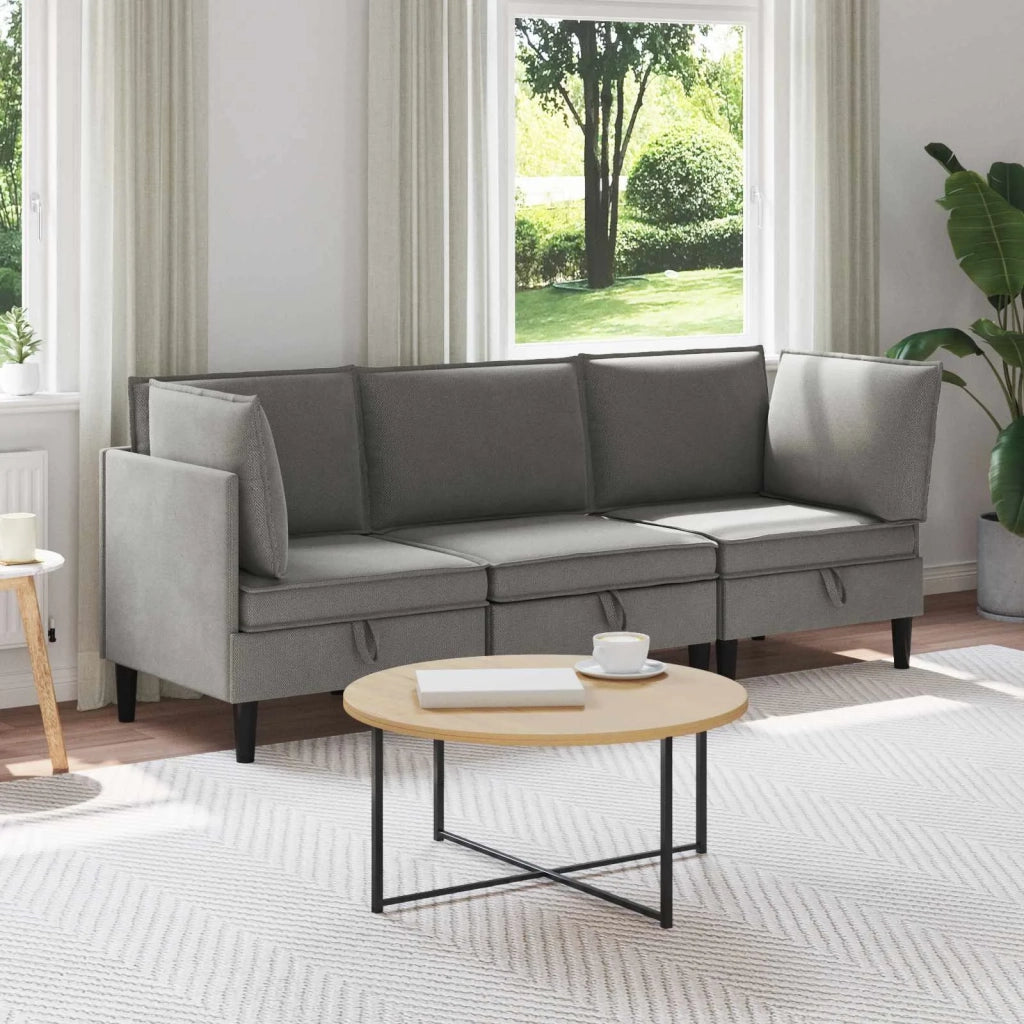Set di mobili per il soggiorno 3 pcs Grigio scuro Tessuto