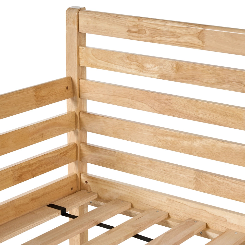 Divano letto in legno di gomma naturale singolo 90 x 200 cm con rete a doghe in stile moderno