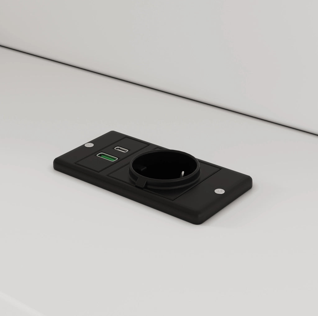 Letto contenitore 140x200 con LED, USB e vani portaoggetti bianco