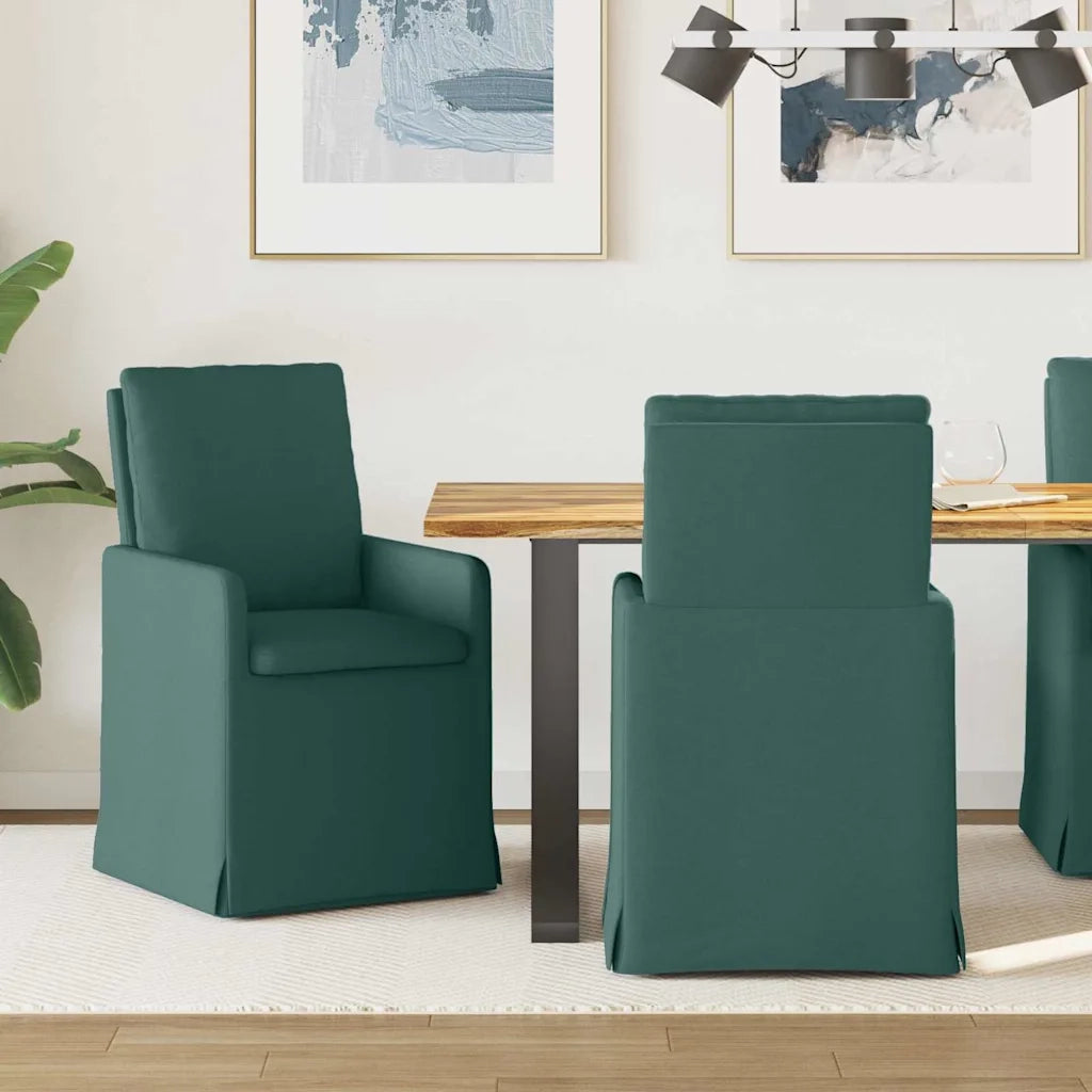 Sedie da pranzo 2 pcs Verde scuro 57 x 67 x 98 cm Tessuto