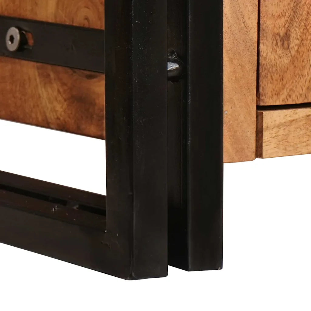 Credenza | Highboard con Ante Marrone Legno massello di acacia e metallo