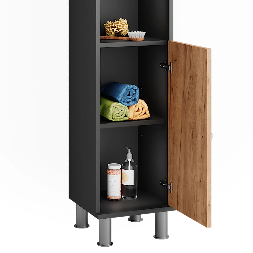 Vicco Set di mobili da bagno Antracite/quercia dorata 3 parti con colonna