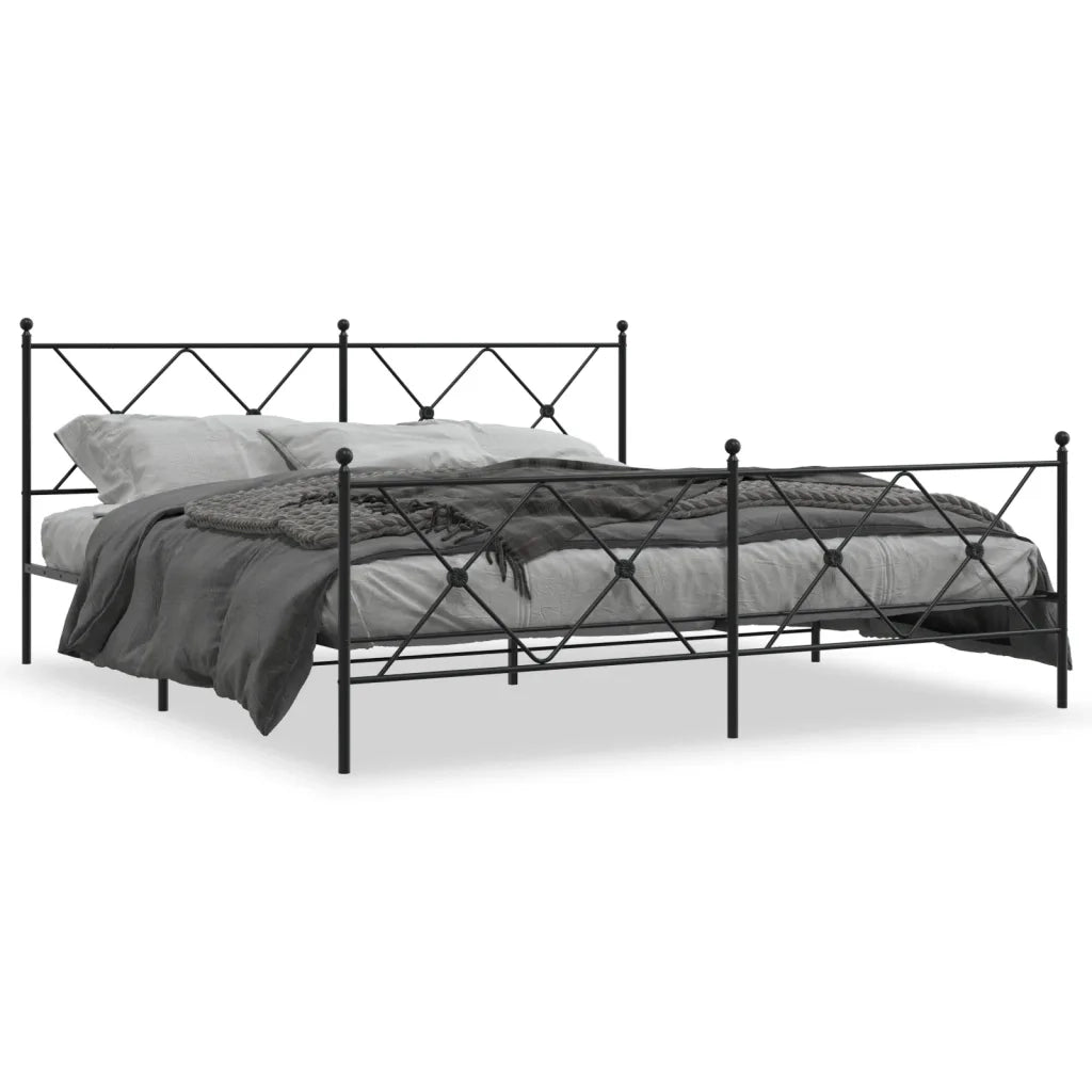 Giroletto con Testiera e Pediera-Struttura Letto Metallo Nero 183x213 cm 835767