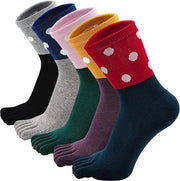 Calze per piedi 5 paia - Calze per dita - Donna - Cotone - Calze yoga - Tessuto liscio - Senza cuciture fastidiose - Calze per allenamento - Calze per piedi - Calze per dita - Calze per dita - Donna - Antibatterico - Respirabile - Calze comode