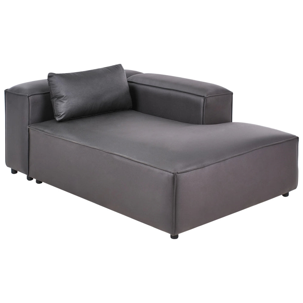 Chaise Lounge moderna lato sinistro con Rivestimento in ecopelle nero stile moderno
