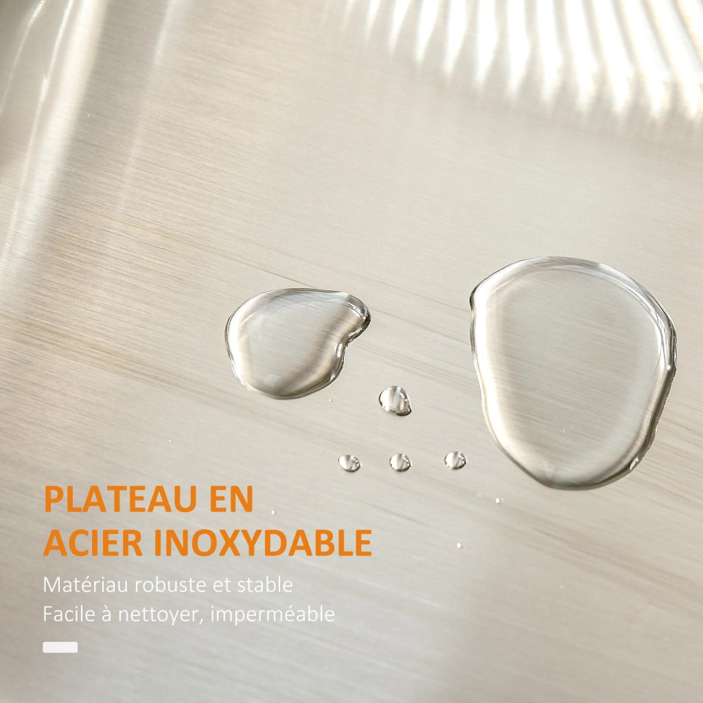 Tavolo da cucina con ruote ¨C zephmum ¨C bianco, acciaio