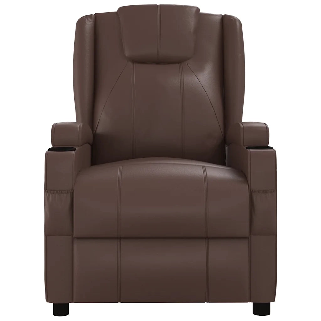 Divano Sedia-Poltrona Reclinabile Marrone in Similpelle 591616